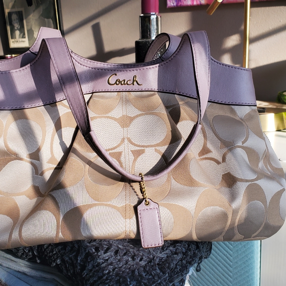 Coach Lavender Leather Logo Bag